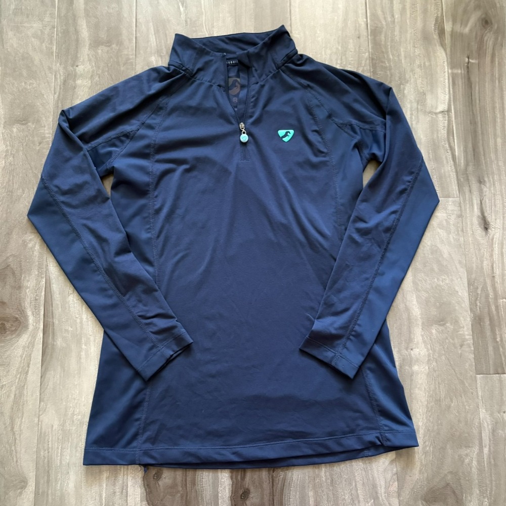 Aubrion Navy Blue‎ 1/4 Zip Long Sleeve Equestrian Base Layer Riding Top Medium
